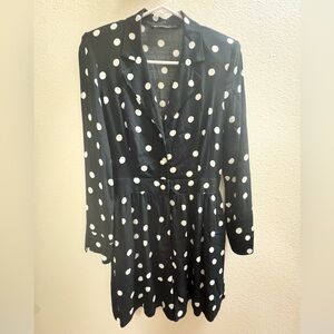 Navy Polka Dot Long Sleeve Romper